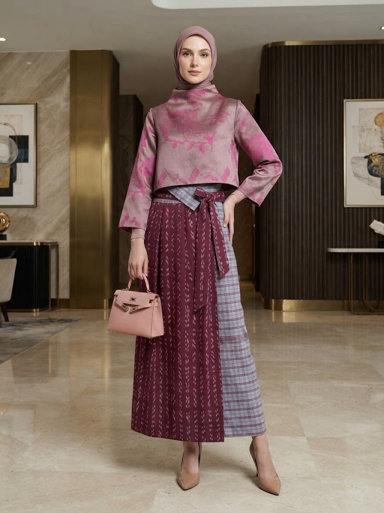 Maddika Set - Crop Top Tenun Lagosi & Rok Highwaist Mandar Ikat Etnik Modern