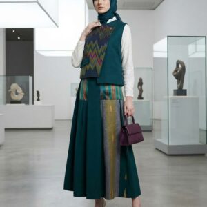 Sabbe-Linen Lattice Vest And Panel Skirt