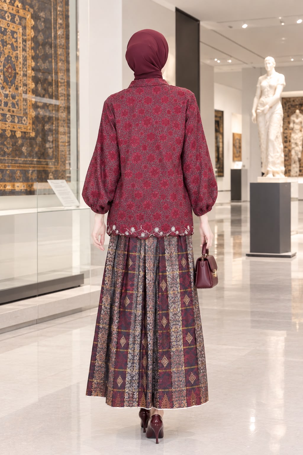 Sari Bodo Chiffon - Garnet Bloom - Gambar 2