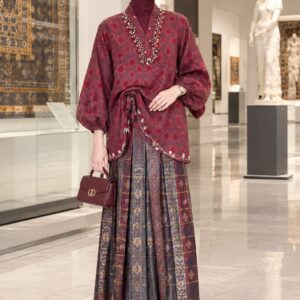 Sari Bodo Chiffon - Garnet Bloom