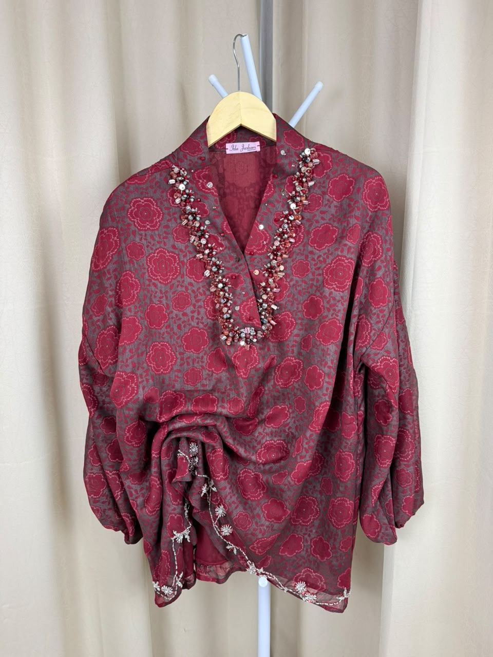 Sari Bodo Chiffon - Garnet Bloom - Gambar 6